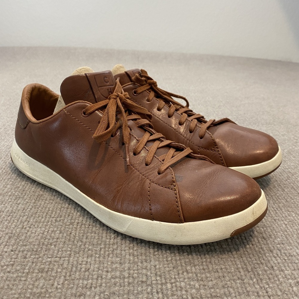 Cole Haan GrandPro Shoes Mens Size 10 Brown Leather Lace Up Sneakers C22585